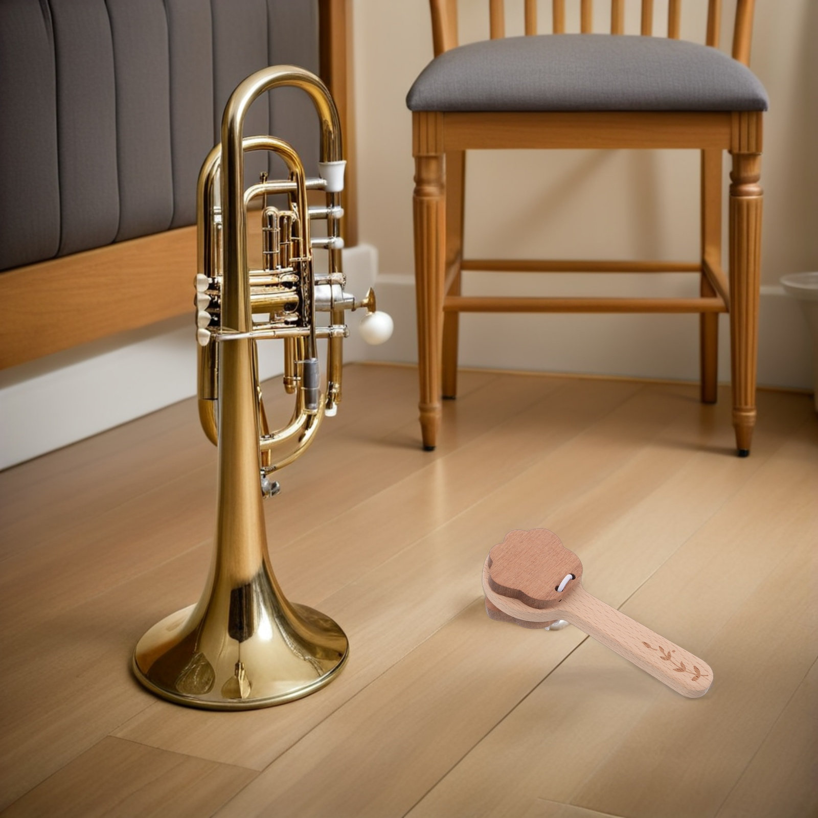 Musical Instrument Family - 2 ชิ้น คาสทาเน็ตไม้ ลายอุ้งเท้าสัตว์ ของเล่นเคาะมือสำหรับเด็ก เครื่องดนตรีเสริมพัฒนาการทางประสาทสัมผัส