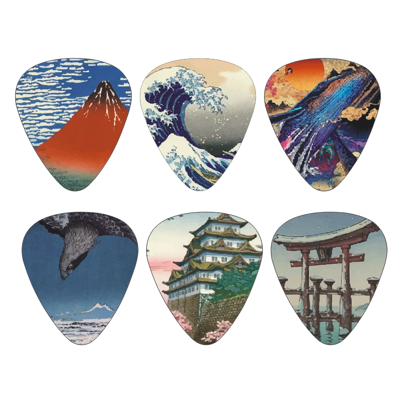 Musical Instrument In Japanese - ใหม่ 12 ชิ้น/เซ็ตกีตาร์ Picks-วัฒนธรรมญี่ปุ่นสไตล์ภาพวาดกระสุนสําหรับเบส,Ukulele เครื่องดนตรีอุปกรณ์เสริม