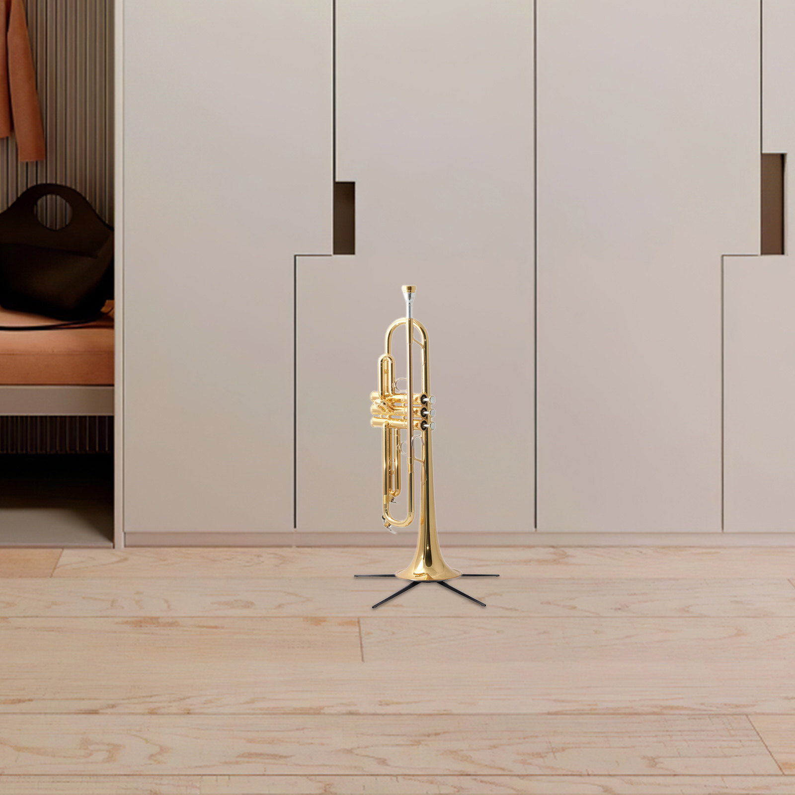 Musical Instrument Trumpet - ขาตั้งแตรพกพาแบบพับได้ ขาตั้งโลหะ 5 ขา ถอดประกอบได้ รองรับเครื่องดนตรีได้อย่างมั่นคง