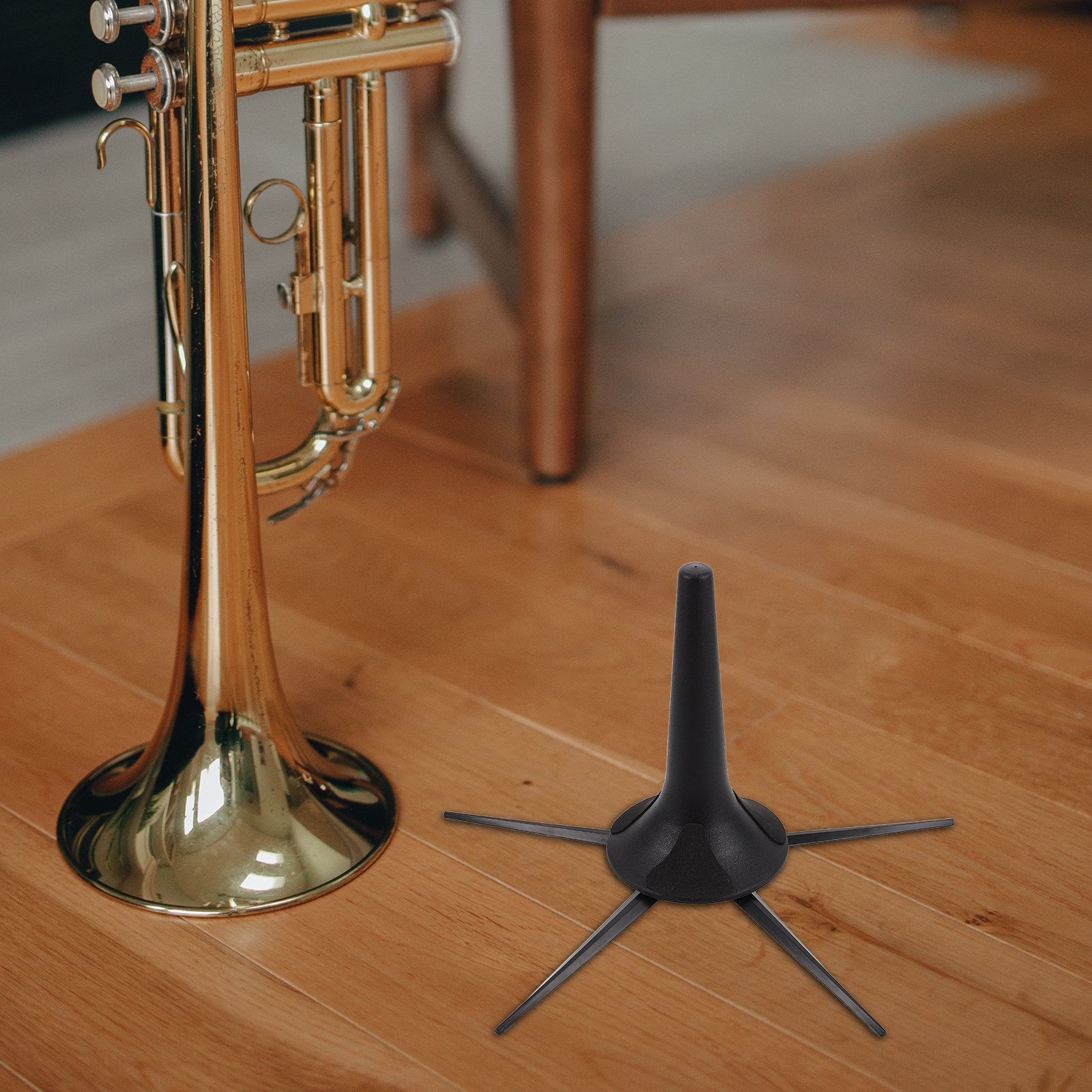 Musical Instrument Trumpet - ขาตั้งแตรพกพาแบบพับได้ 5 ขา ที่ยึดโลหะถอดประกอบได้ รองรับได้อย่างมั่นคง น้ำหนักเบา