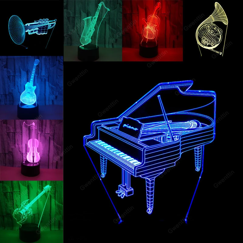 3D ILLUSION Night Light LED US - Musical Instrument No Touch บทวิจารณ์และราคา