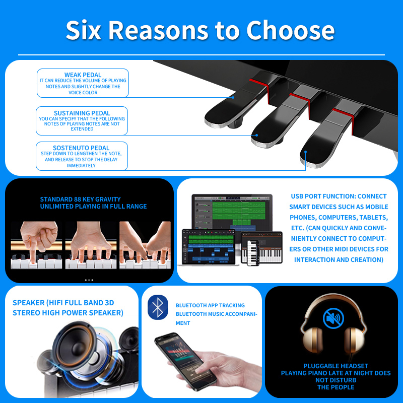 เปียโนดิจิตอลแบบพกพา 88 คีย์ ค - Musical Instrument No Touch บทวิจารณ์และราคา